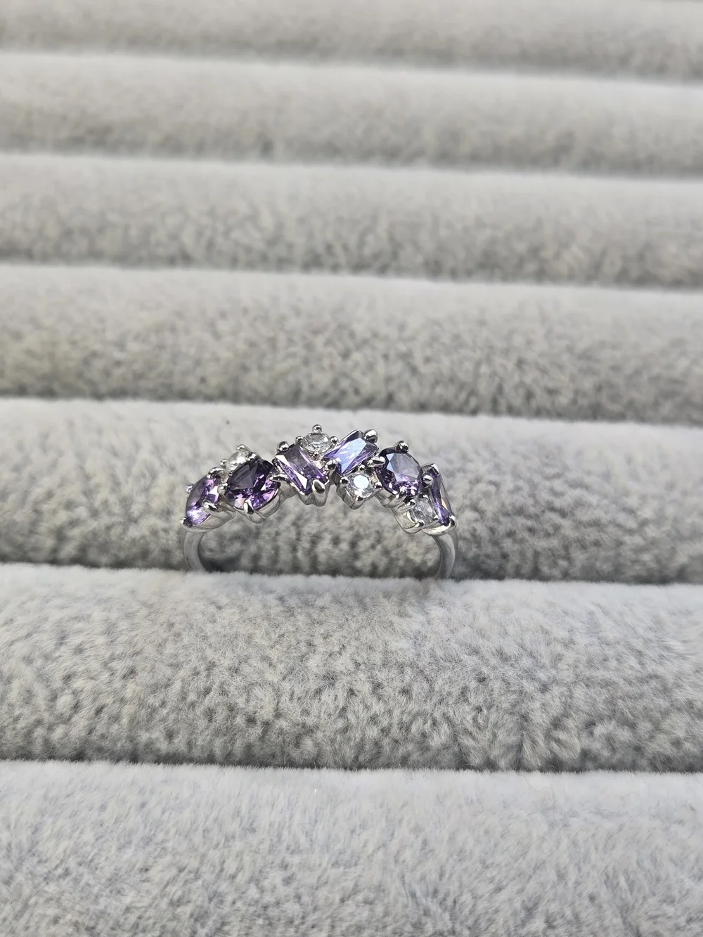 Size 8 925 Sterling Silver Amethyst Bomb Party Ring